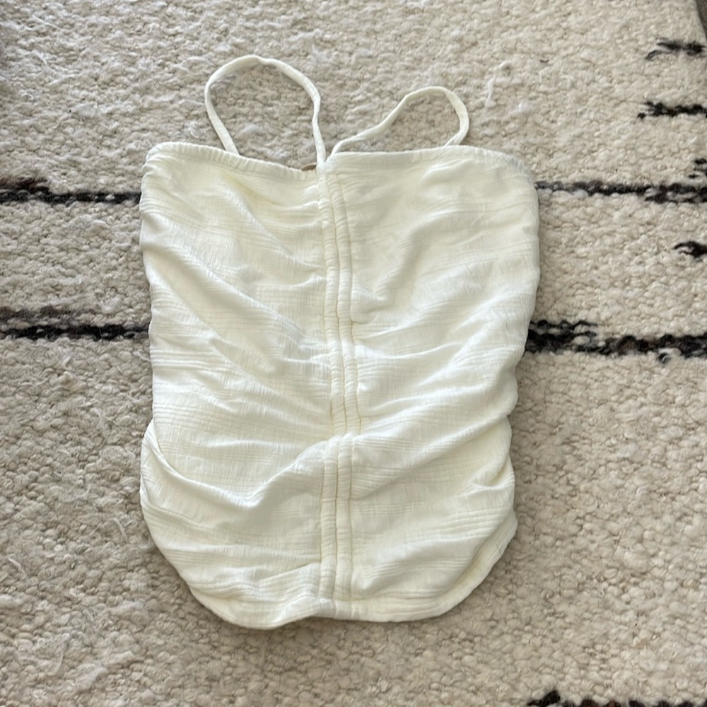 Ribbed adjustable pilcro cream tank top size S